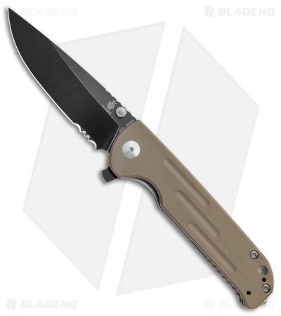 Kizer Justice Liner Lock Flipper Knife Brown G-10 (3.75" Black SW Serr)