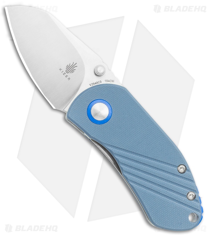 Kizer Lundquist Contrail Liner Lock Knife Blue G-10 (2" Satin) V2540C3