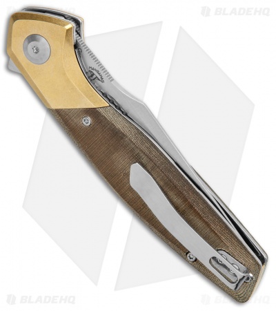 Kizer Manganas Grazioso Liner Lock Knife Green Micarta/Brass (3.4" Satin)