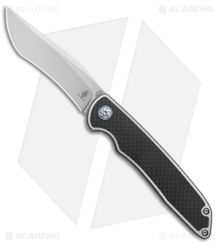 Kizer Nick Swan Matanzas Recurve Frame Lock Knife Ti/CF (3.4