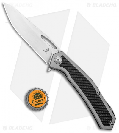 Kizer Odin Frame Lock Flipper Knife Textured CF/Ti (4" Stonewash) Ki5523