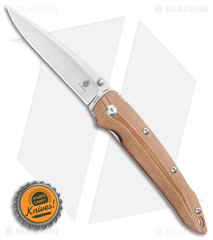 Kizer Sliver Sunburst Liner Lock Knife Natural Micarta (3.5" Stonewash) Ki4419A5