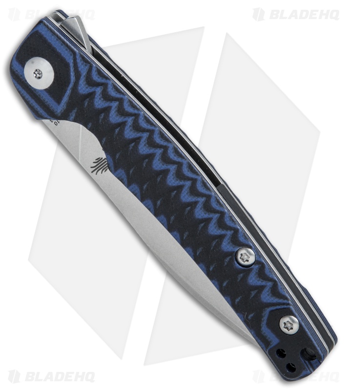 kizer vanguard splinter flipper knife blue black g 10 3 2