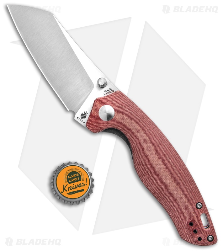 Kizer Azo Towser K Liner Lock Knife Red Richlite (3.5" Satin)