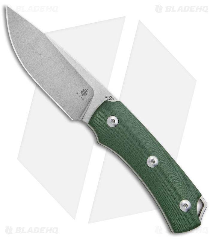 Kizer Uli Hennicke TII Fixed Blade Knife Green G10 (3.7" Stonewash