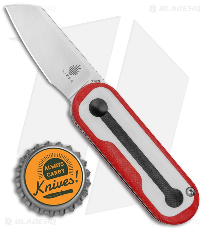 Kizer Azo/Liz Mini Bay Detent Slip Joint Knife Red G-10 (1.9" Satin)