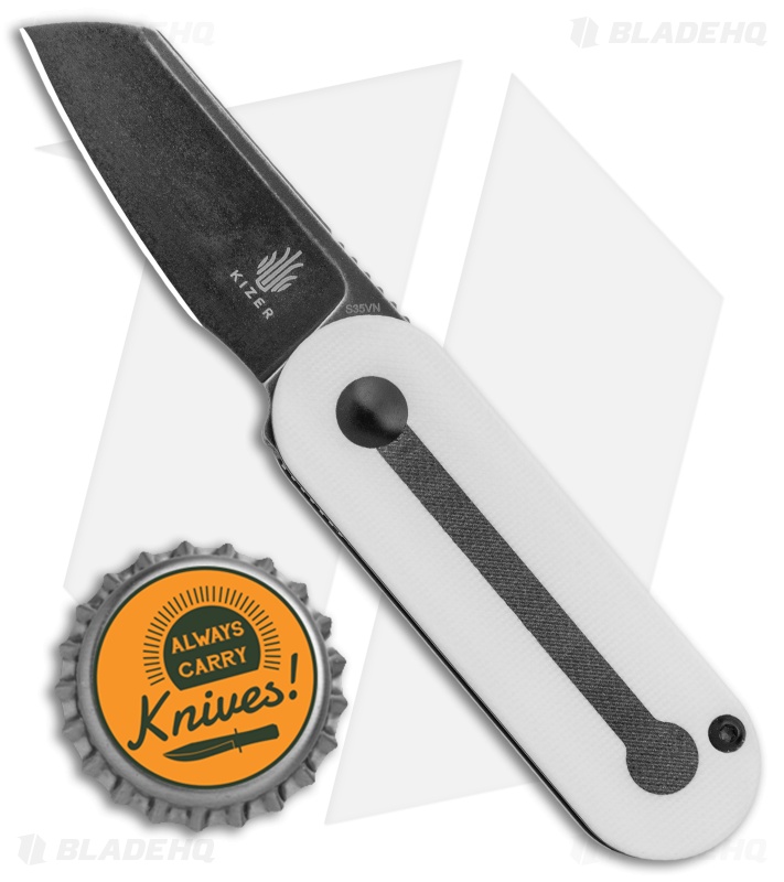 Kizer Azo/Liz Mini Bay Detent Slip Joint Knife White/ Black (1.9" Satin)