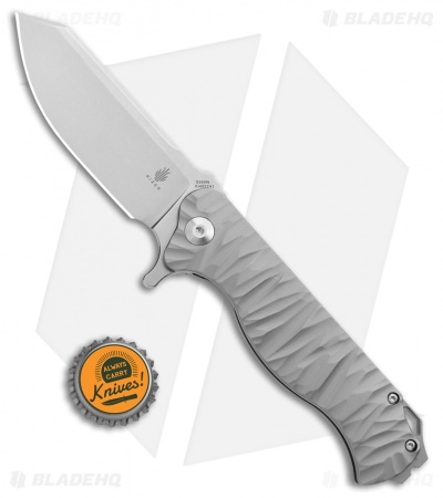 Kizer Vindicator Frame Lock Knife Textured Titanium (3.50" Stonewash) Ki4522