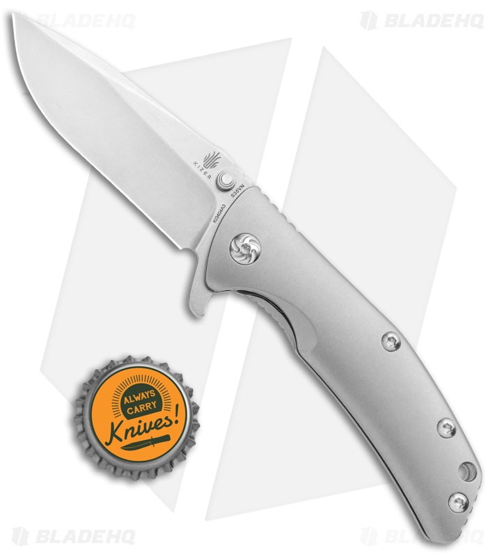 Kizer Cutlery Activ Bantam BB Frame Lock Knife Titanium (3" Stonewash) Ki3404A3