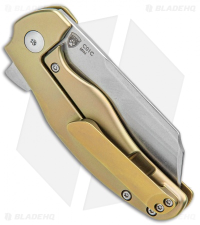 Kizer Mini Sheepdog C01C Frame Lock Flipper Knife Gold Titanium (2.6" Satin)