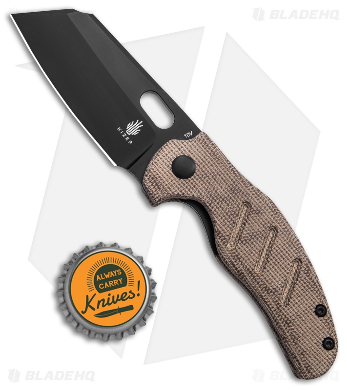 Kizer Mini Sheepdog - Thumb Hole Cleaver Knife | Natural Micarta | BHQ