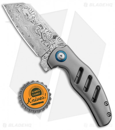 Kizer Mini Sheepdog C01C Frame Lock Knife Titanium (2.6" Vinland Damasteel)