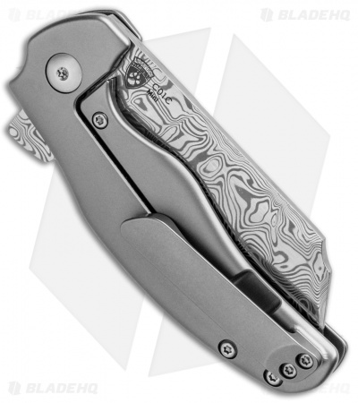 Kizer Mini Sheepdog C01C Frame Lock Knife Titanium (2.6" Vinland Damasteel)