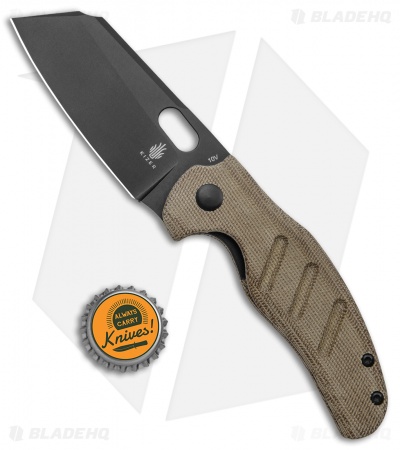 Kizer Vanguard Sheepdog Liner Lock Thumb Hole Knife Green Micarta (3.25" 10V)