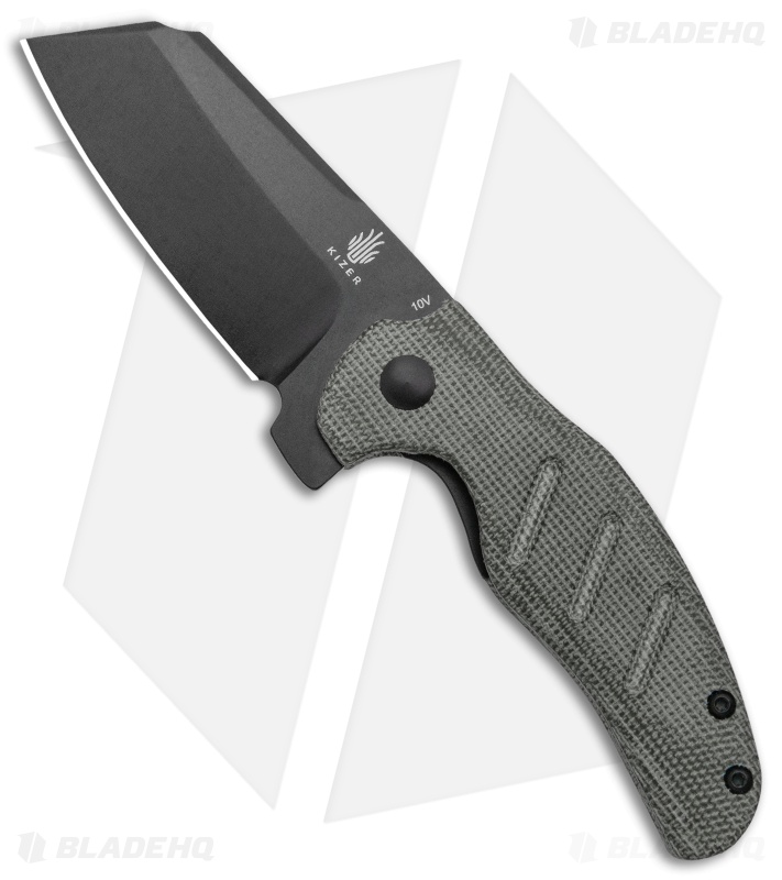 minerva グレー シングル Kizer Mini Sheepdog - Folding Cleaver Knife | Black Micarta | BHQ