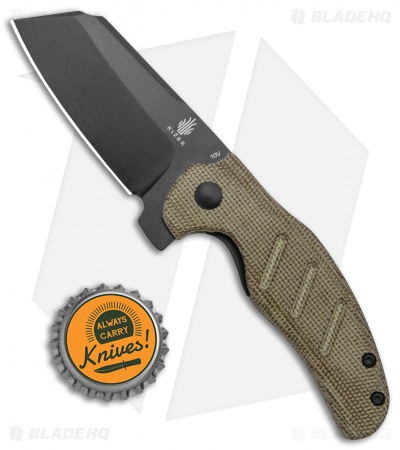 Kizer Vanguard Mini Sheepdog Knife Green Micarta (2.6" Black CPM-10V)