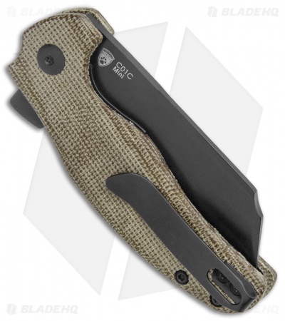 Kizer Vanguard Mini Sheepdog Knife Green Micarta (2.6" Black CPM-10V)