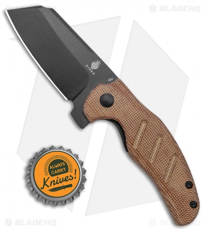 Kizer Vanguard Mini Sheepdog Knife Natural Brown Micarta (2.6" Black CPM-10V)