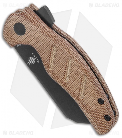 Kizer Vanguard Mini Sheepdog Knife Natural Brown Micarta (2.6" Black CPM-10V)