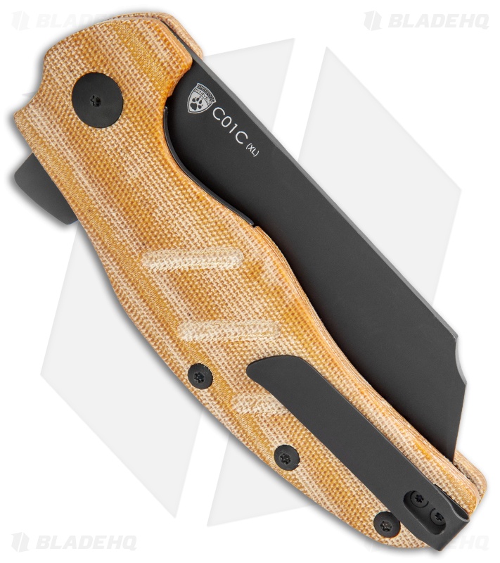 Kizer Vanguard Sheepdog XL C01C Liner Lock Knife Natural Micarta (4" Black)
