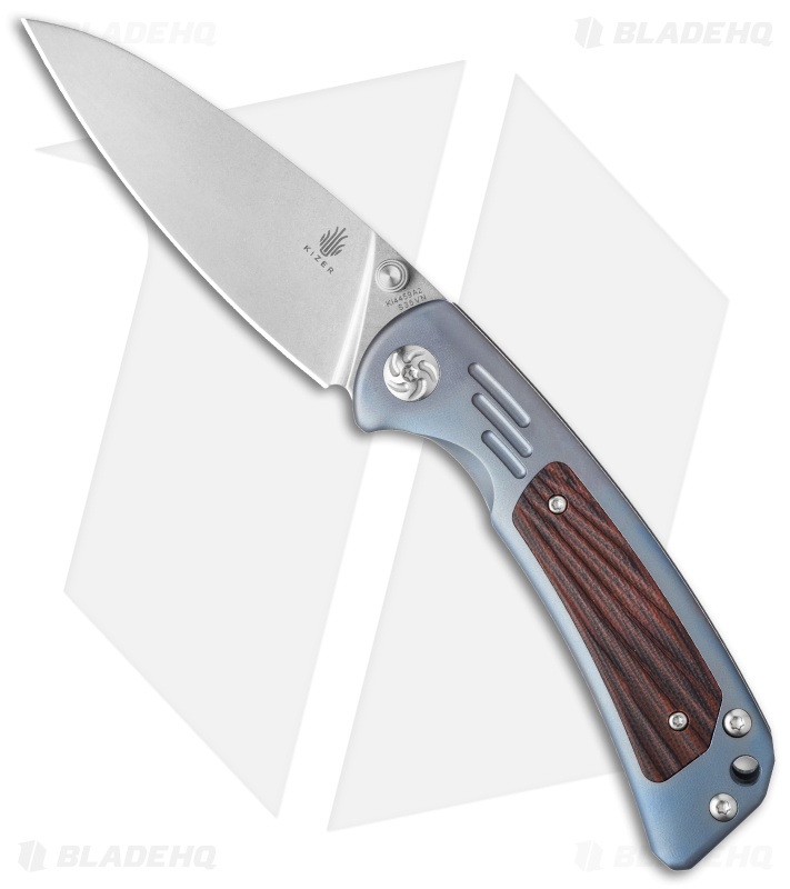 Kizer Corto Frame Lock Knife Blue Titanium/Red G-10 (3.5