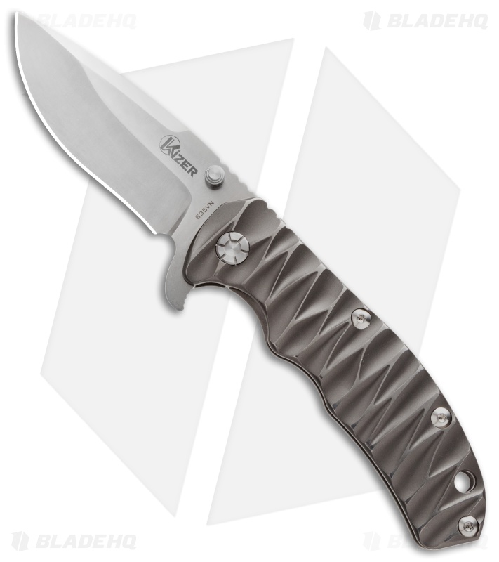 Kizer Cutlery V3 Flipper Frame Lock Knife Gray Titanium (3.5