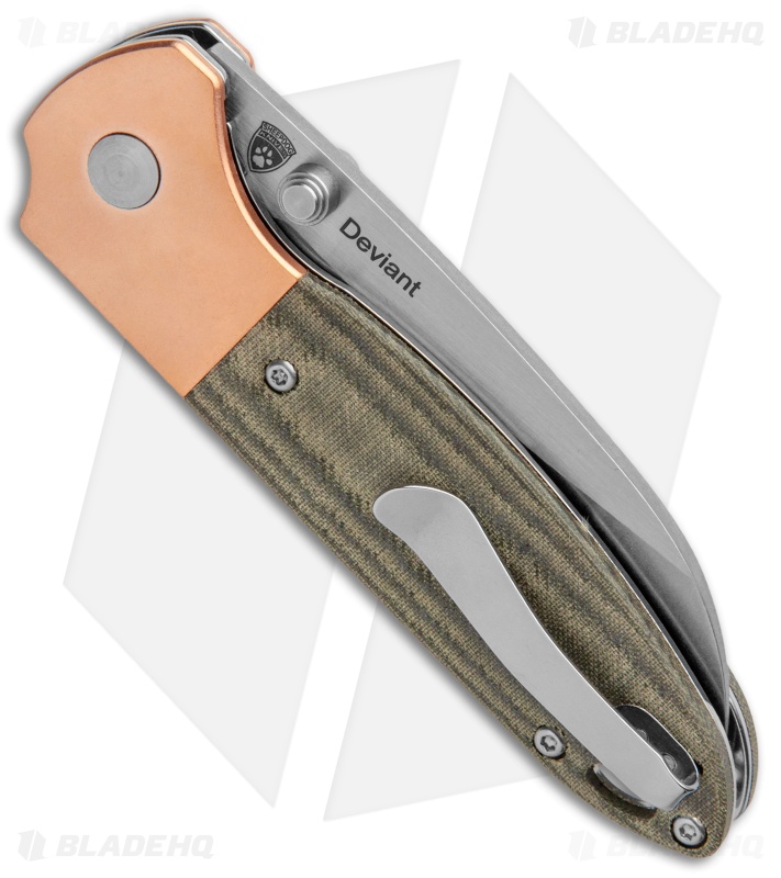 Kizer Conaway Deviant Liner Lock Knife Green Micarta/Copper (3" Satin) 