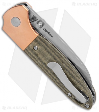 Kizer Conaway Deviant Liner Lock Knife Green Micarta/Copper (3" Satin) 
