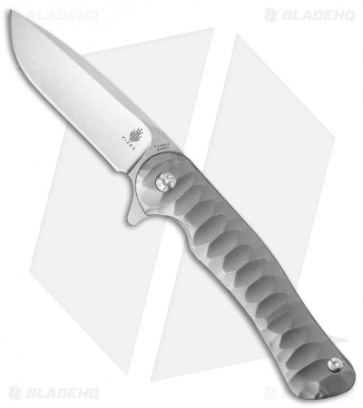 Kizer Cucchiara Dukes Flipper Knife Stonewash Titanium (3.625" Satin) Ki5466A2
