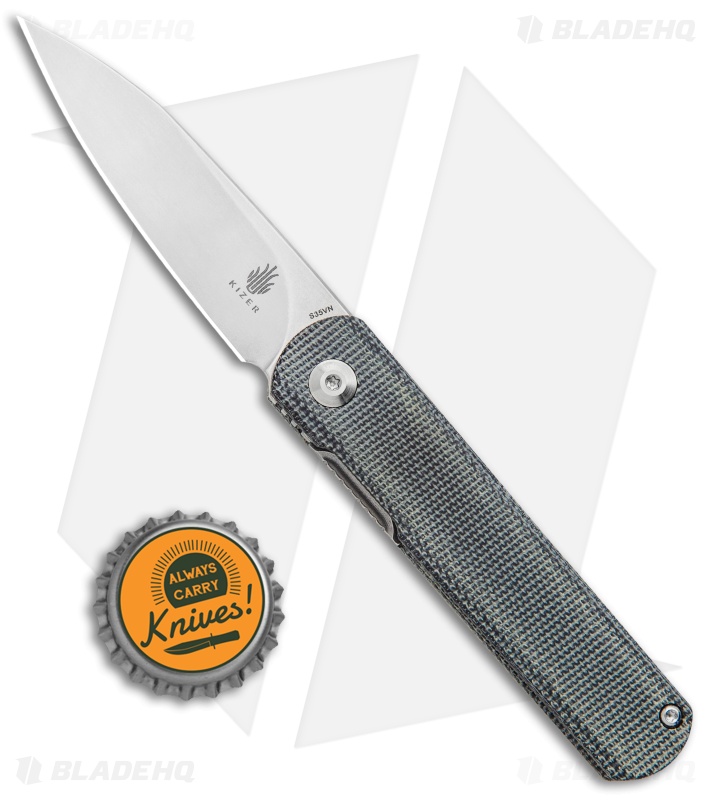 Kizer Lundquist Feist Front Flipper Knife Black Micarta (2.8" Stonewash)