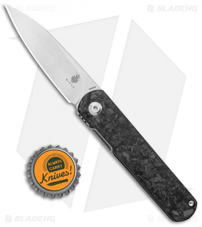 Kizer Lundquist Feist Front Flipper Knife Shred CF (2.8" Stonewash) Ki3499E4