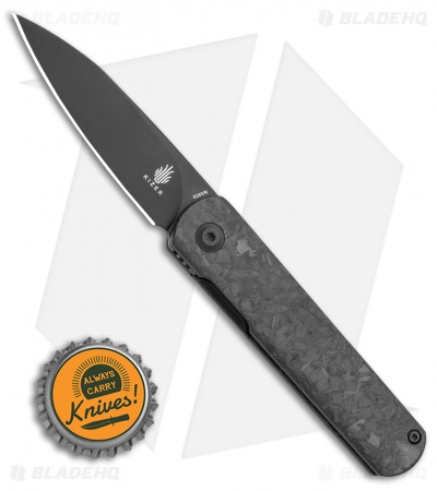 Kizer Lundquist Feist Front Flipper Knife Shredded CF (2.8"Black) - Ki3499EA
