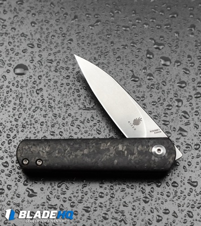 Kizer Lundquist Feist Front Flipper Knife Shred CF (2.8" Stonewash) Ki3499E4