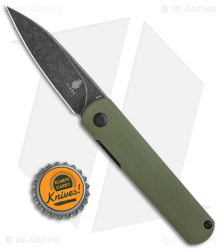 Kizer Vanguard Feist - Front Flipper Knife | Green G-10/BSW