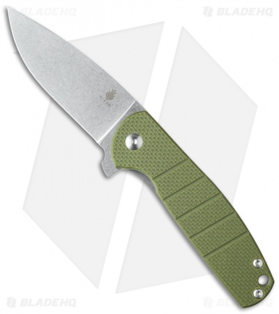 Kizer Vanguard Laconico Gemini Flipper Green G-10 (3.1" Stonewash) V3471N2