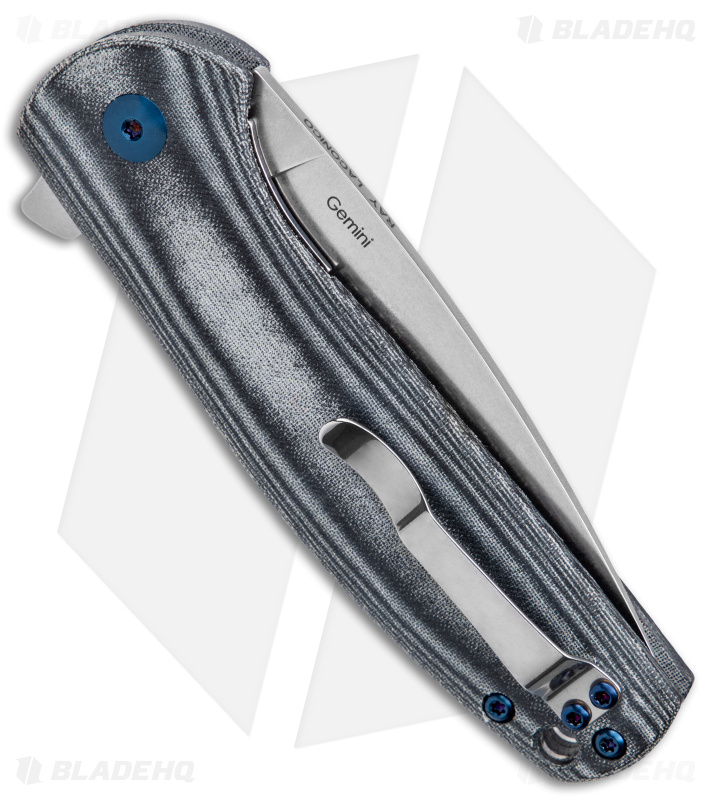 Kizer Vanguard Gemini | Black Micarta + Blue - Blade HQ