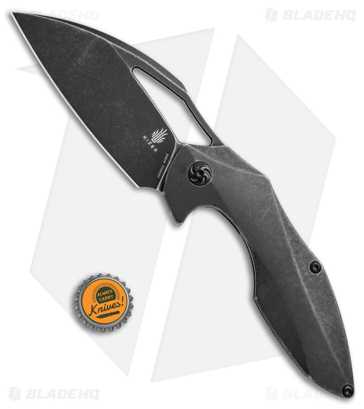 Kizer Isham Megatherium Flipper Knife Titanium (3.6" Black SW) Ki4502A2