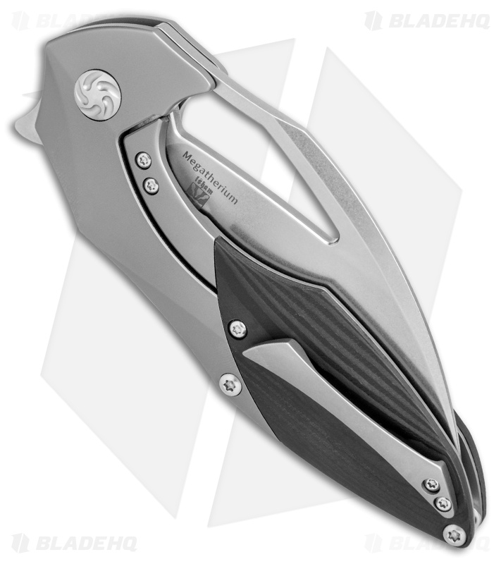 Kizer Isham Megatherium Frame Lock Knife Carbon Fiber (3.6" Stonewash) Ki4502