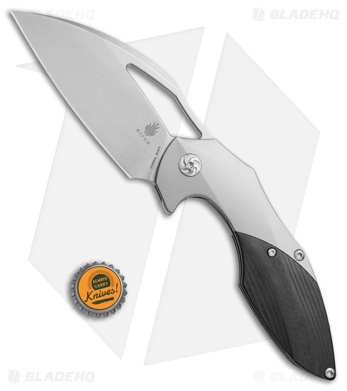 Kizer Isham Megatherium Frame Lock Knife Carbon Fiber (3.6" Stonewash) Ki4502