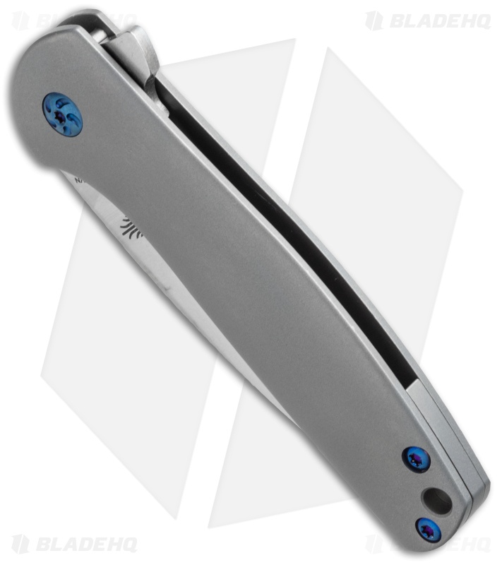 kizer laconico gemini frame lock knife w blue clip 3 125