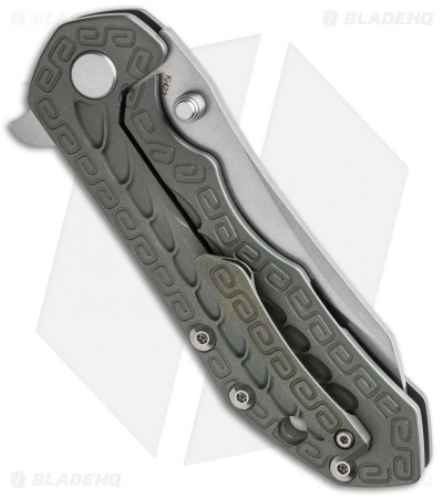 Kizer Folding Knife Green Titanium ( 3.5" Stonewash) Ki423