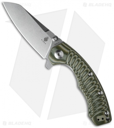 Kizer Tigon Liner Lock Knife Green/Tan G-10 (3.625" Stonewash) Ki4450A2 