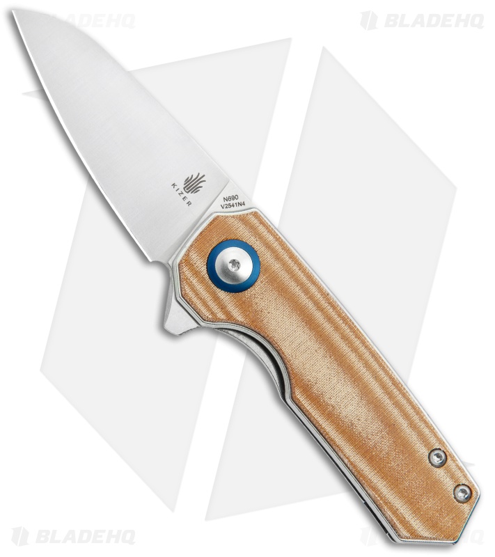 Kizer Lieb Knife Smooth Brown Micarta + Stonewash Blade HQ