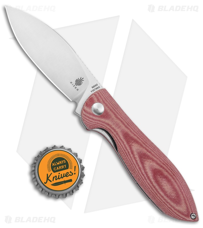 Kizer Vanguard Azo Infinity Liner Lock Knife Red Micarta (3" Satin) 