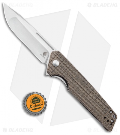 Kizer Vanguard Azo/Rey Lan Liner Lock Knife Green Micarta (3.4" Satin) V4577N2