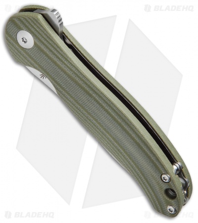 Kizer Vanguard Cucchiara Bad Dog Flipper Knife Green G-10 (3" Stonewash) V3463A2