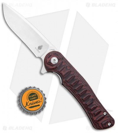 Kizer Vanguard Dukes Liner Lock Flipper Knife Black/Red G-10 (3" Satin) V3466N2
