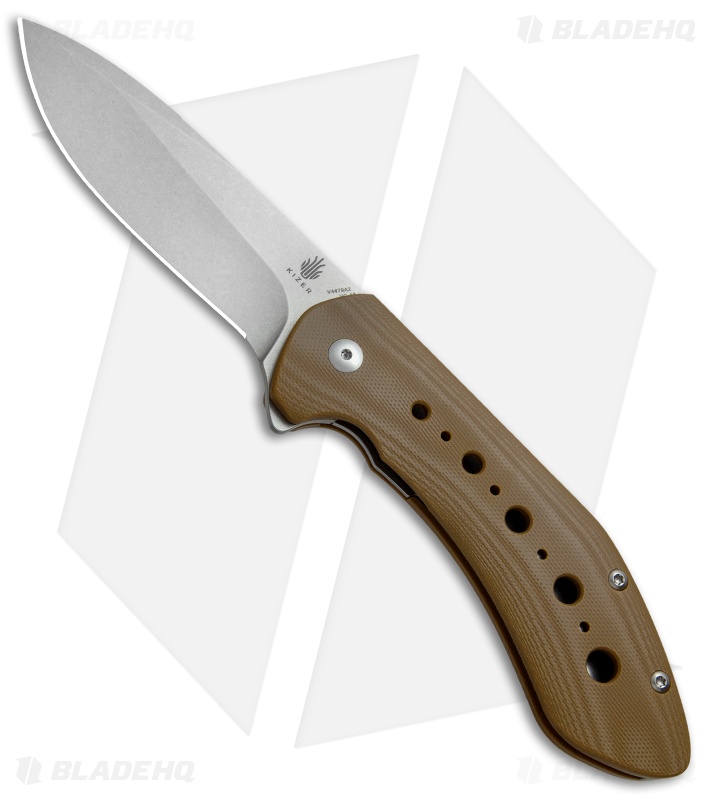 Kizer Vanguard Kala Liner Lock Knife Brown G10  (3.75" Stonewash) V4479A2
