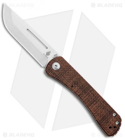 Kizer Vanguard Rolf Helbig Pinch Folder Smooth Brown Micarta (3" Satin) V3009N3