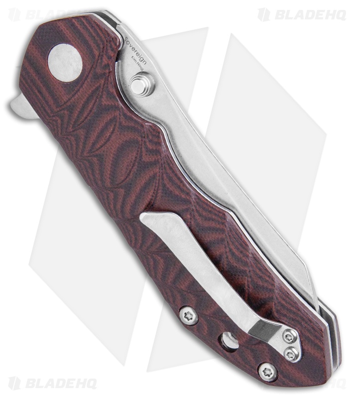 Kizer Vanguard Series Sovereign Flipper Knife Black/Red G10 (3.6" Stonewash) 